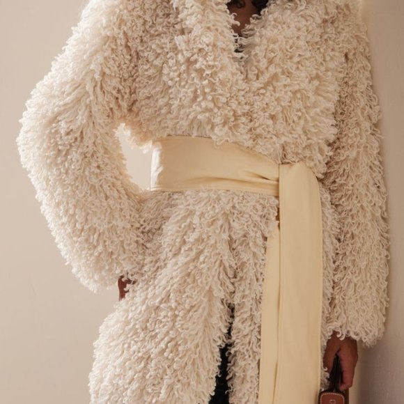 STAUD Cream Teddy Jacket - Picture 1 of 6
